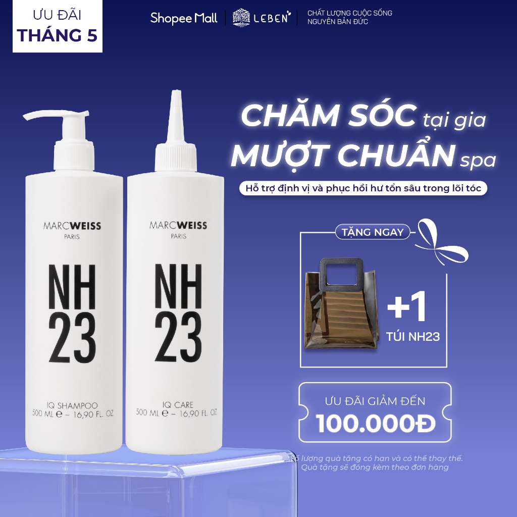 Bộ Dầu gội và Nước thần treatment NH23 IQ REPAIR KIT 500ml Phục Hồi Tóc Hư Tổn | Leben Việt Nam