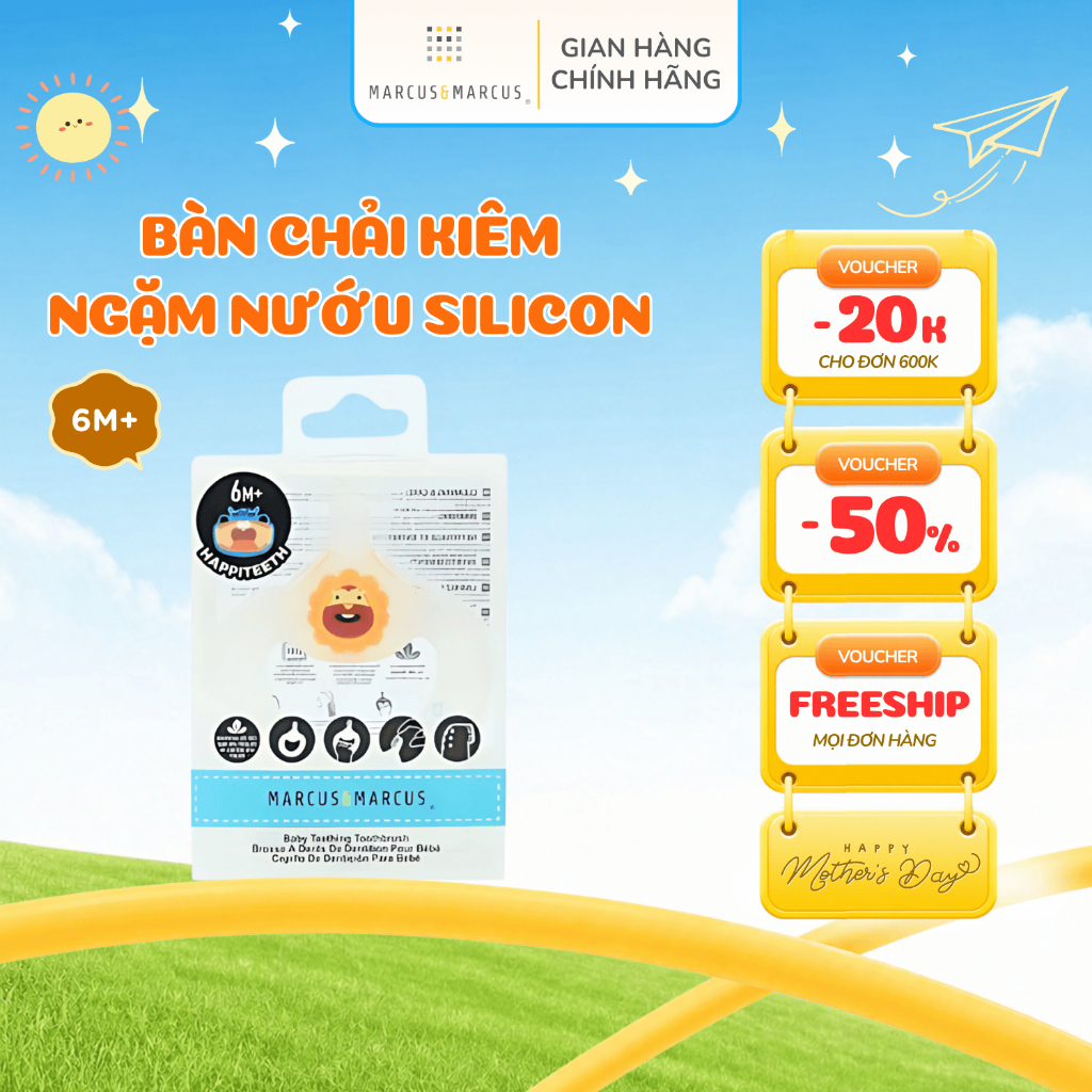 Bàn Chải Đánh Răng Kiêm Gặm Nướu Silicon Cho Bé Từ 6 Tháng Marcus & Marcus – Marcus