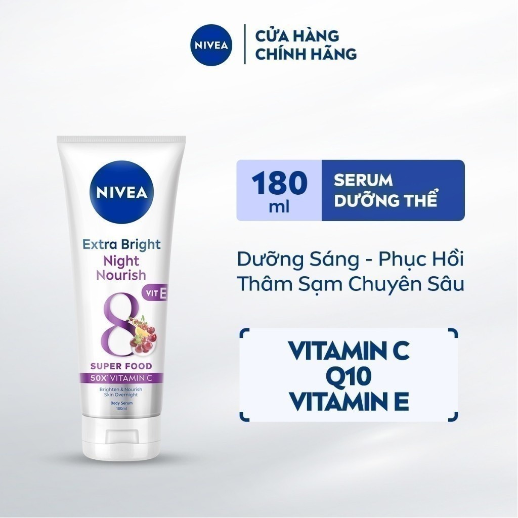 Serum Dưỡng Thể NIVEA Sáng Da Ban Đêm 8 Super Foods 180ml / Kem Body - 88367