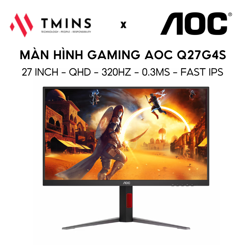 Màn hình Gaming AOC Q27G4S 27 inch/2K/Fast IPS/300Hz/1ms/0,3ms MPRT - Hàng chính hãng