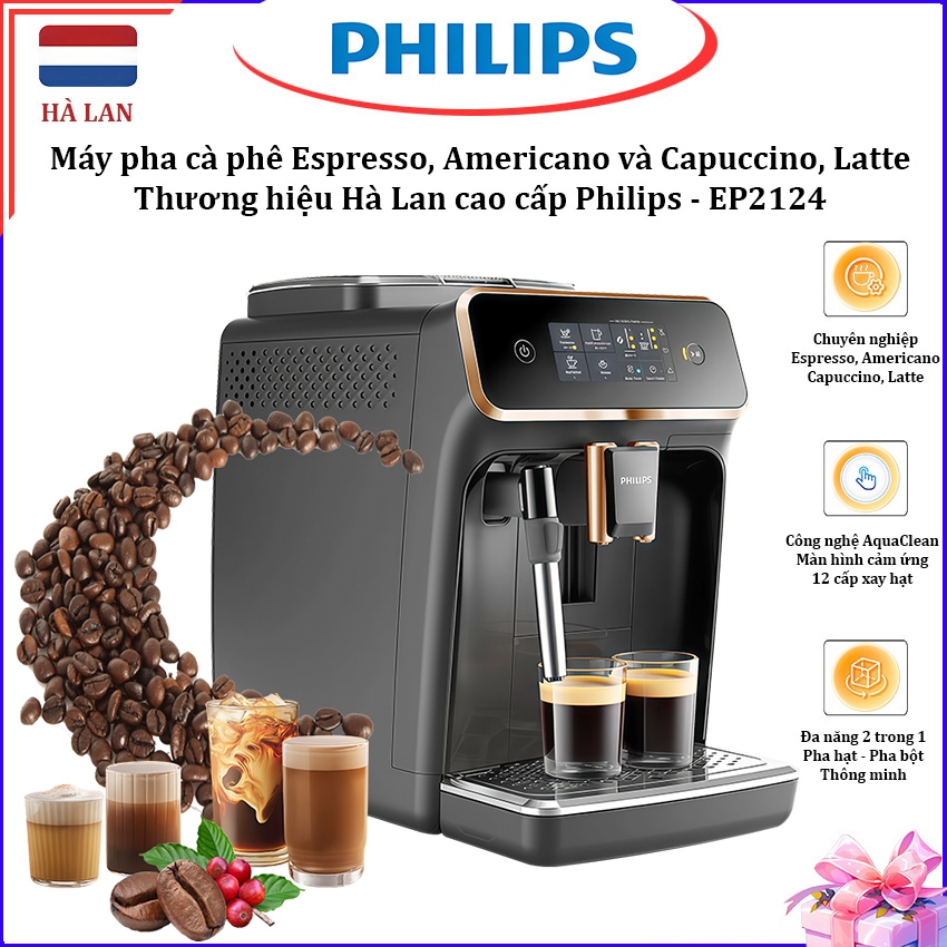 CÓ SẴN-Máy pha cà phê Espresso, Americano tự động & Capuccino, Latte Serial 2200. Thương hiệu Hà Lan