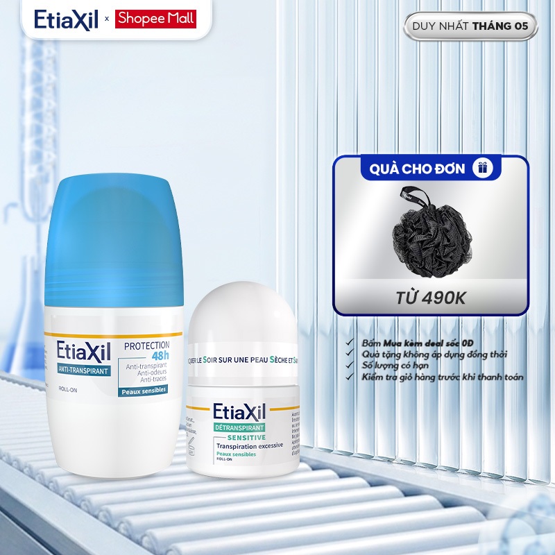 Combo Lăn Khử Mùi Etiaxil Bảo Vệ Kép 50ml và Lăn Khử Mùi Ngăn Mồ Hôi Etiaxil 15ml