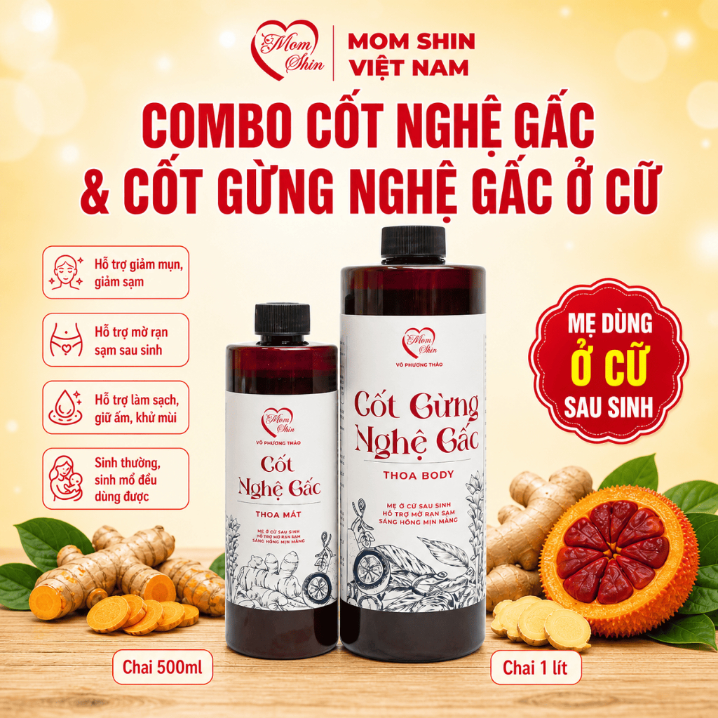 [THOA BODY VÀ MẶT] COMBO 2 CHAI CỐT GỪNG NGHỆ GẤC MOM SHIN | Mẹ sau sinh ở cữ, Mẹ Thảo