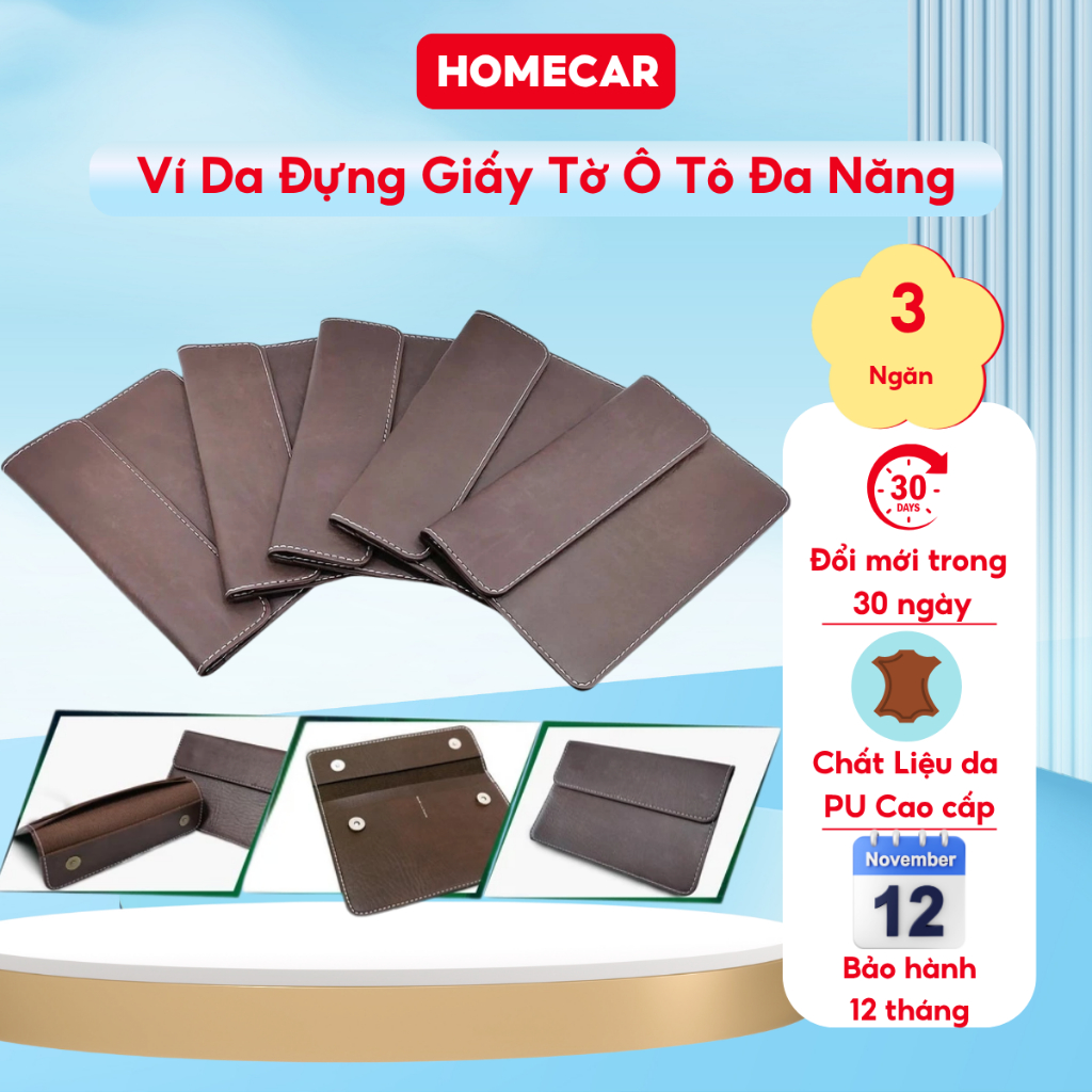 Ví Đựng Giấy Tờ Ô Tô Da PU Cao Cấp Kích Thước 13x18cm Dập Logo Hãng Xe Sang Trọng Có Khoá Nam Châm