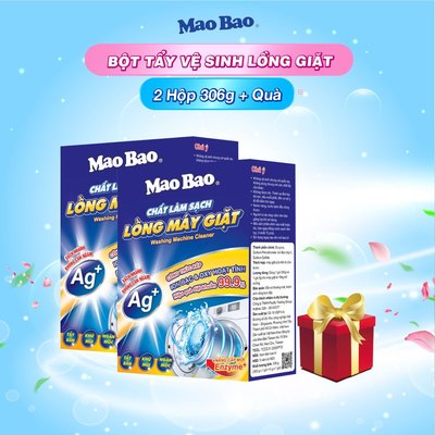 Combo 2 Hộp Bột Tẩy Vệ Sinh Lồng Máy Giặt Mao Bao 306g + Quà Tặng, Khử MùI, Tẩy Cặn Bẩn, Chăm Sóc Cơ Thể