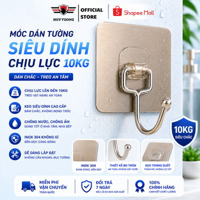 Combo 50 Móc Dán Tường Siêu Dính Inox 304 Chịu Lực Tốt, Không Cần Khoan Đục Chịu Lực 10kg