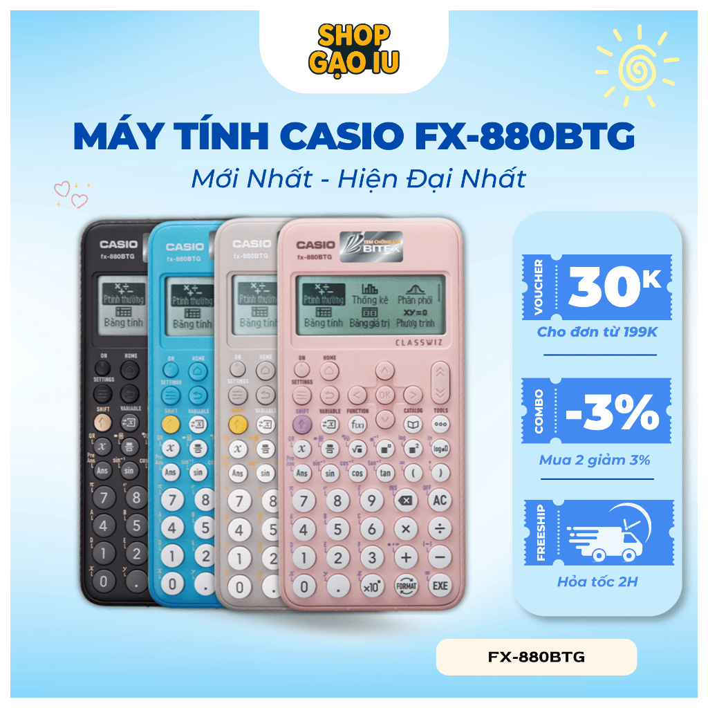 Máy Tính Học Sinh Casio FX-880BTG Mới Nhất Chuyên Dụng Cho Học Sinh Cấp 2 Cấp…