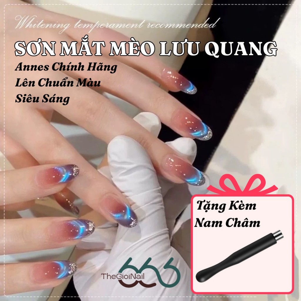 Sơn Gel Mắt Mèo Xanh Dương Lưu Quang Chính Hãng Annes [TẶNG NAM CHÂM] Cat Eye Siêu Sáng, Hiệu Ứng Án