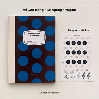 Vở kẻ ngang 300 trang vở bìa cứng Composition Crabit polka dot chấm bi