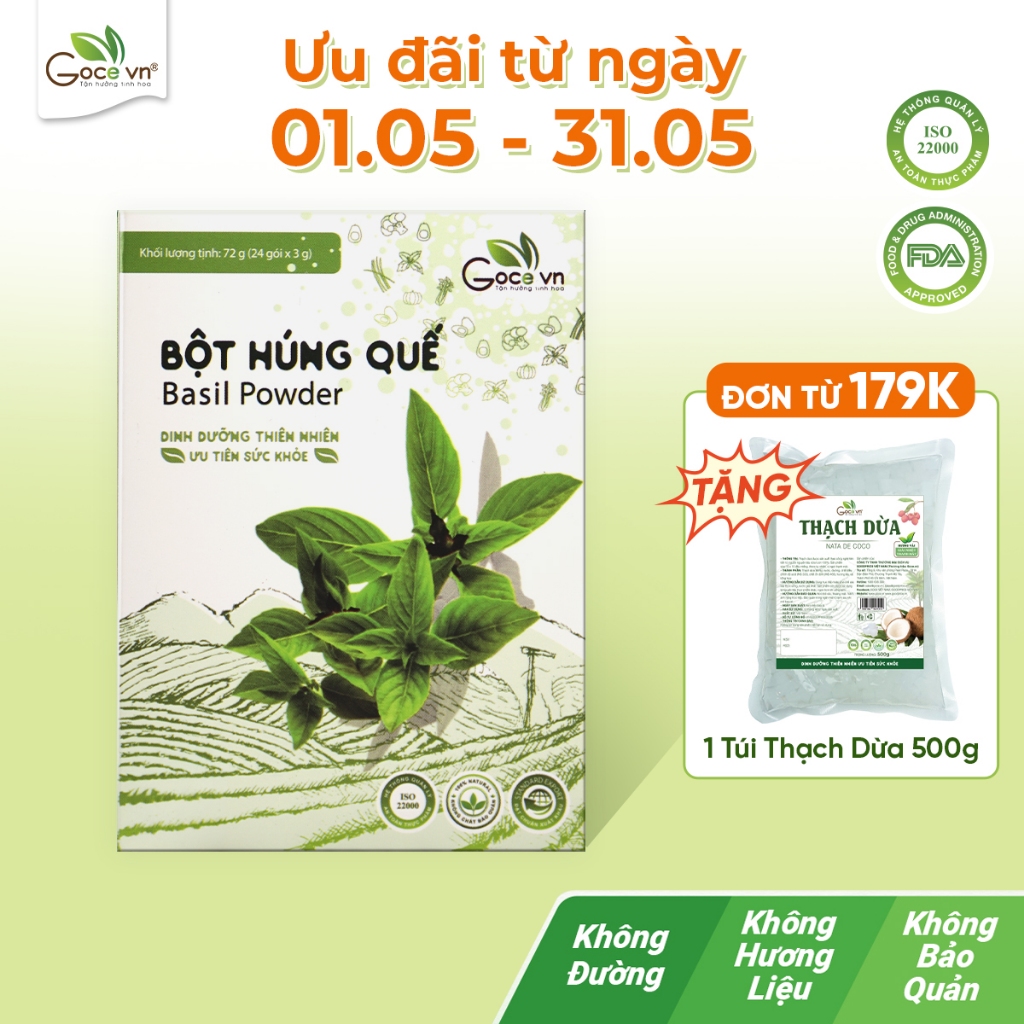 Bột húng quế nguyên chất Goce - 72g (24 gói x 3g)