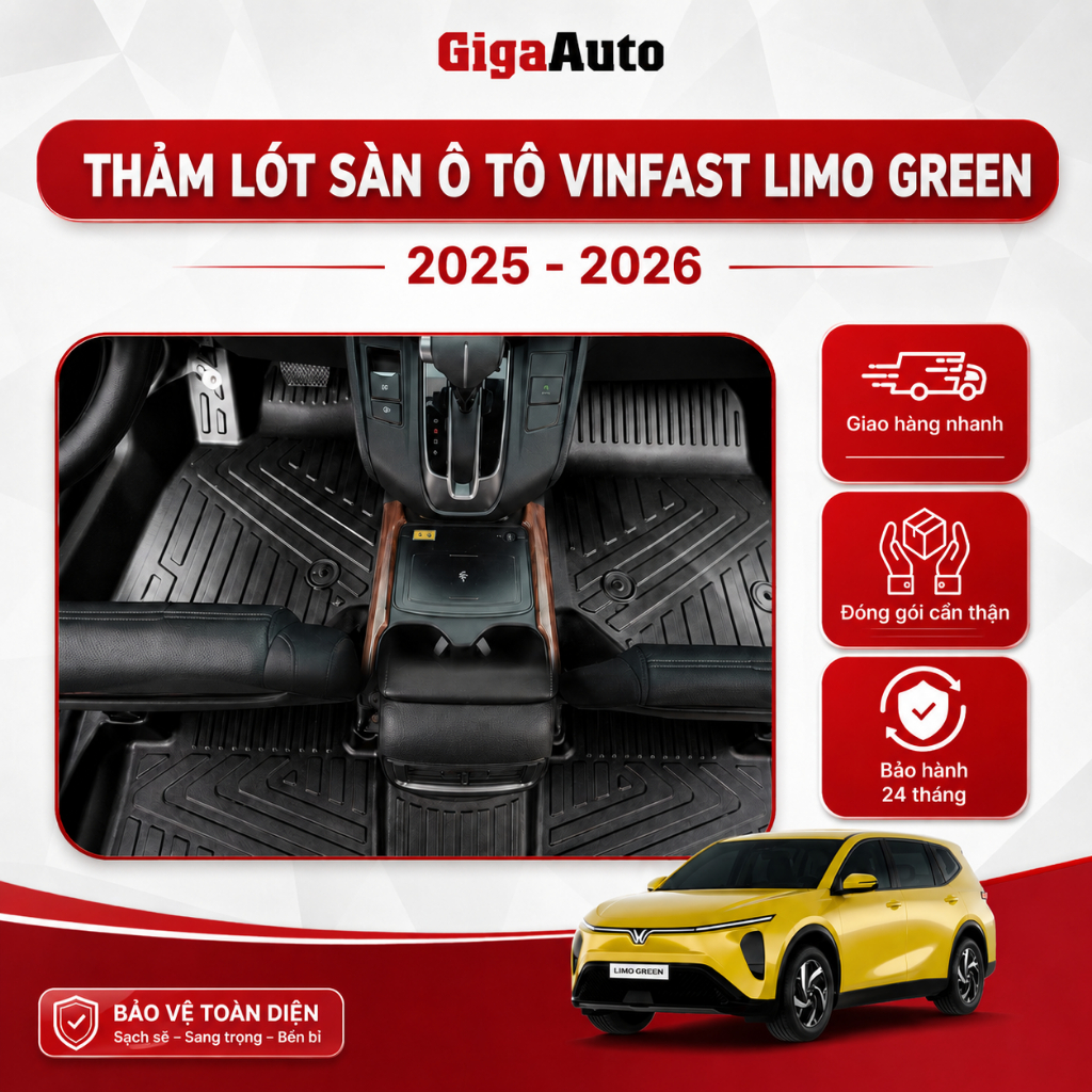 Thảm Lót Sàn Ô Tô TPE VINFAST LIMO GREEN 2025 - 2026 TRÀN VIỀN BÂC CỬA, CHÍNH HÃNG FUMO