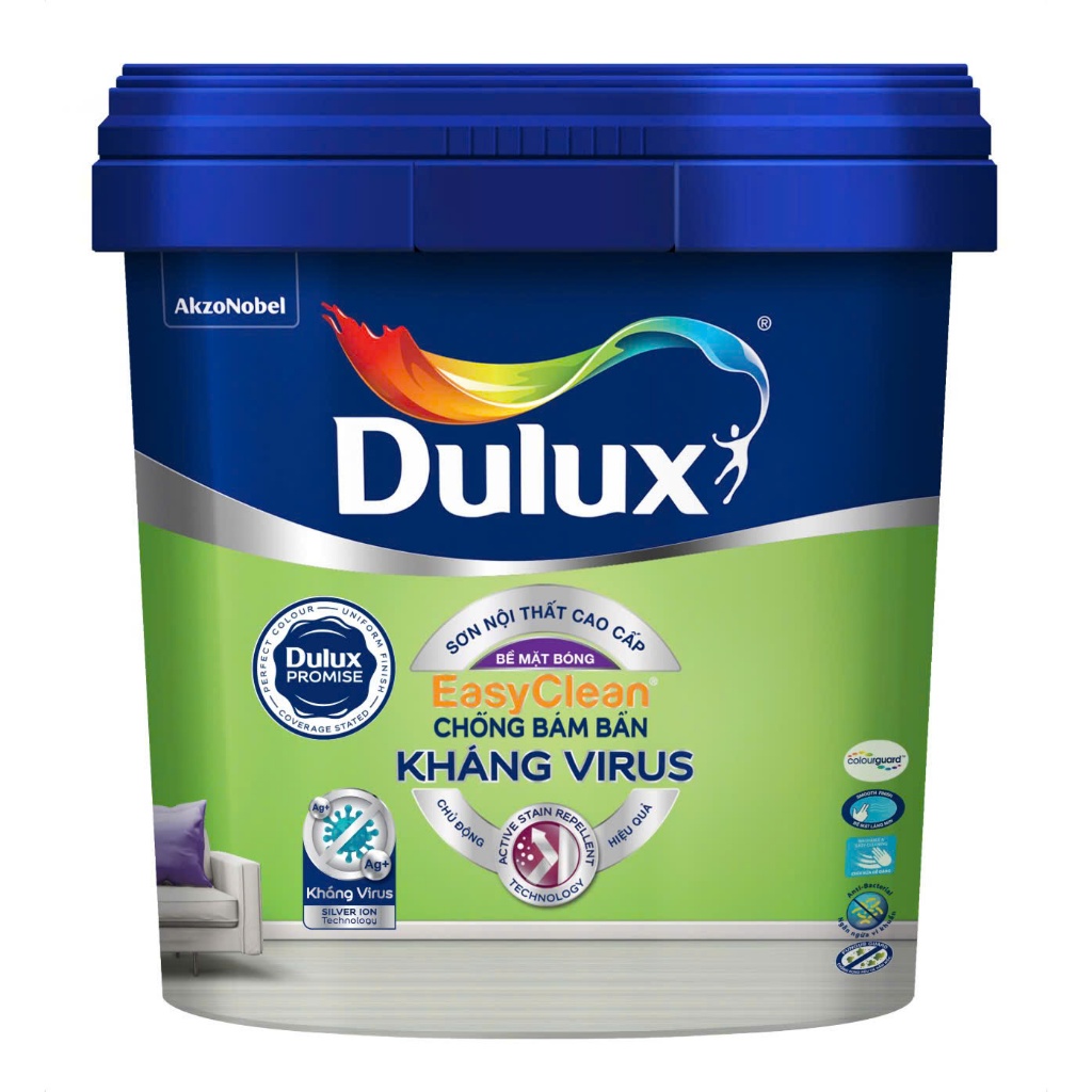 (5 Lít) Sơn Dulux EasyClean Chống Bám Bẩn Kháng Virus - Bề Mặt Bóng E017B
