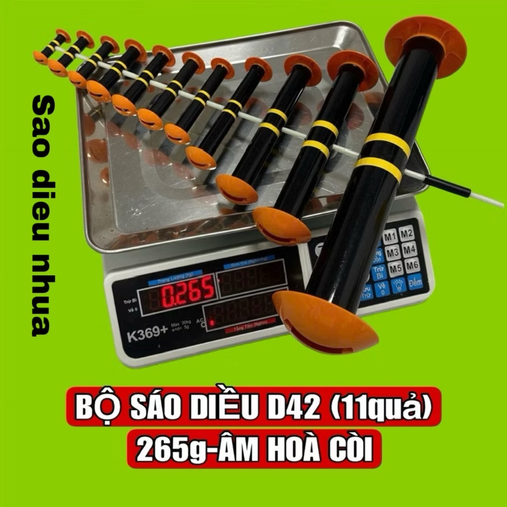 Bộ sáo diều nhựa  Âm Vang cao cấp D42 (11quả) nặng 265g Âm hoà còi cho diều từ 2m-3m