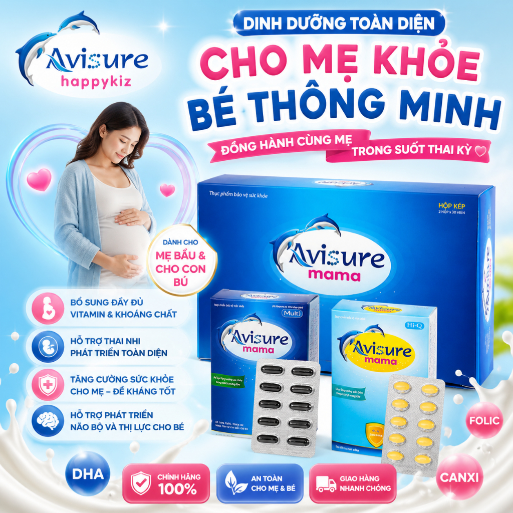 [Date mới+Tích điểm] Mua 2 Hộp Avisure Mama 60V Tặng Quà - Bổ Sung DHA, Vitamin Tổng Hợp cho Mẹ & Bé