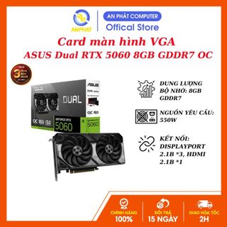 Card màn hình VGA ASUS Dual RTX 5060 8GB GDDR7 OC (DUAL-RTX5060-O8G)
