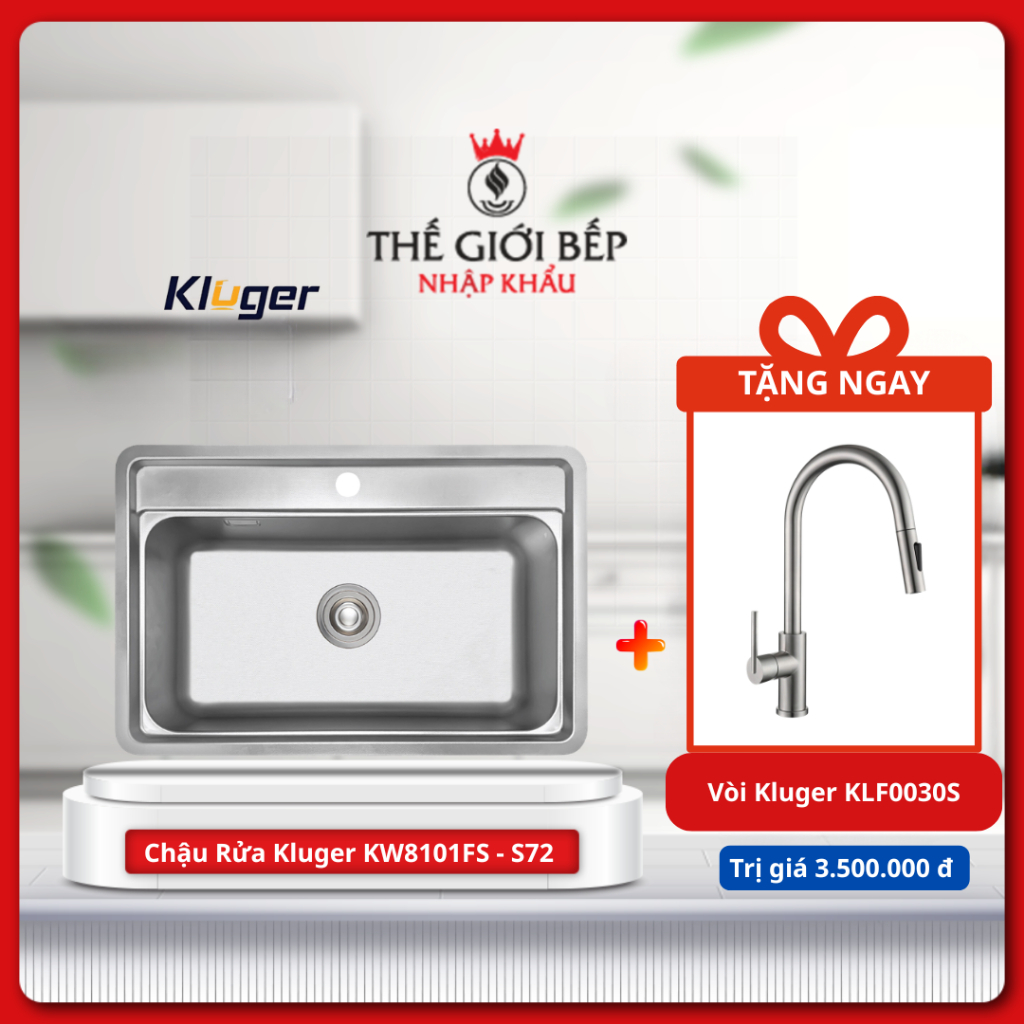 [TẶNG VÒI] Chậu rửa bát Kluger KW8101FS - S72 Tiện Lợi, Chống Ồn Hiệu Quả, Thiết Kế Hiện Đại