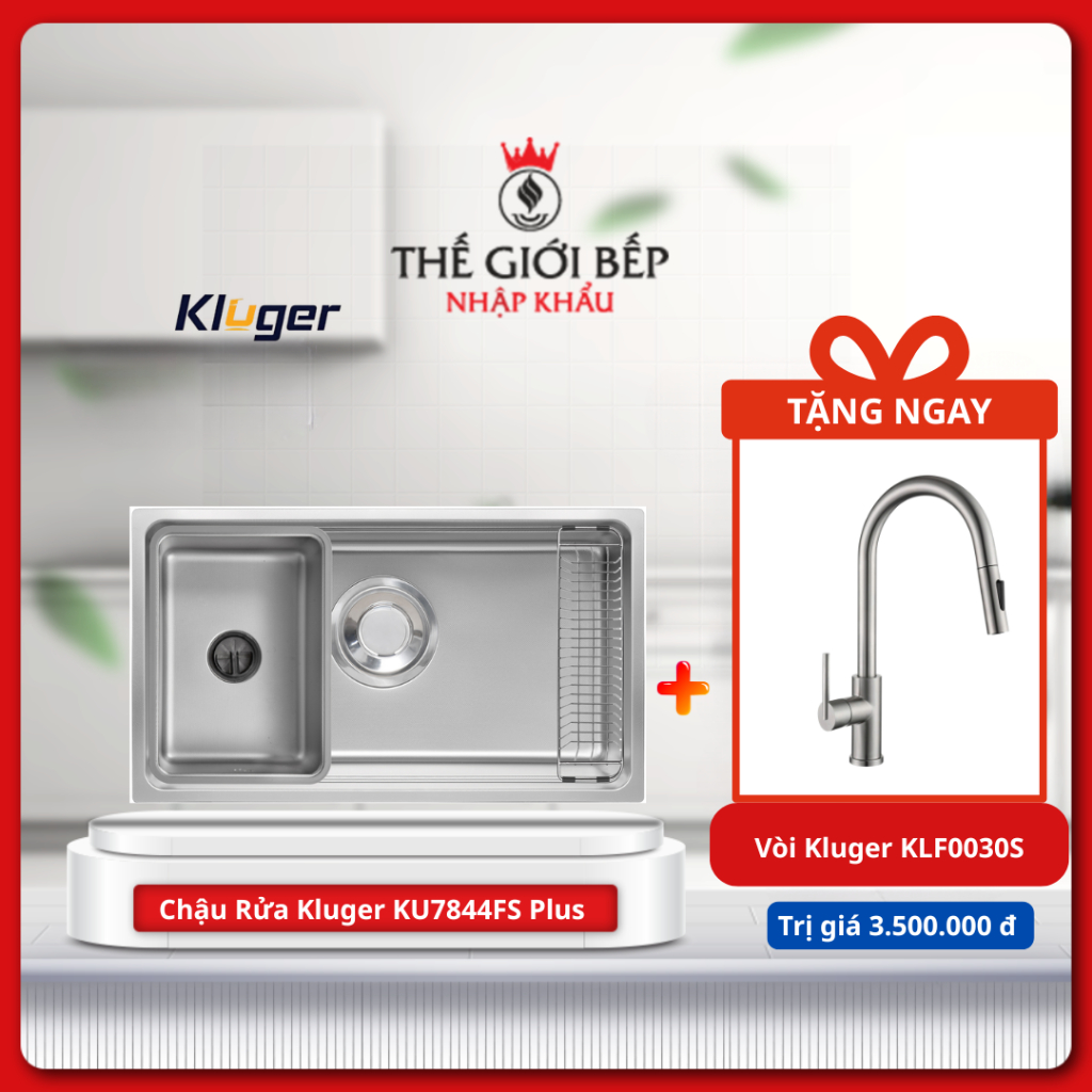 [TẶNG VÒI] Chậu rửa bát Kluger KU7844FS Plus - Chống Gỉ Sét, Chống Ồn