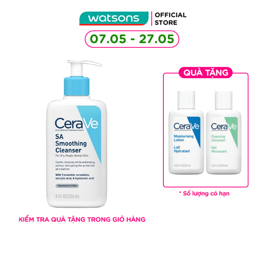 Sữa Rửa Mặt CeraVe SA Smoothing Cleanser Làm Sạch Dịu Nhẹ 236ml