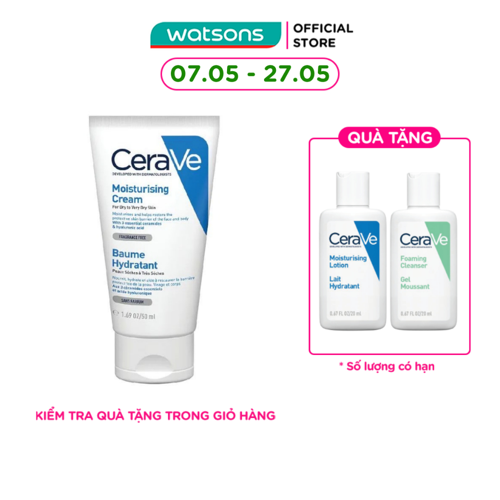 Kem Dưỡng Ẩm CeraVe Moisturising Cream Dành Cho Da Khô 50ml