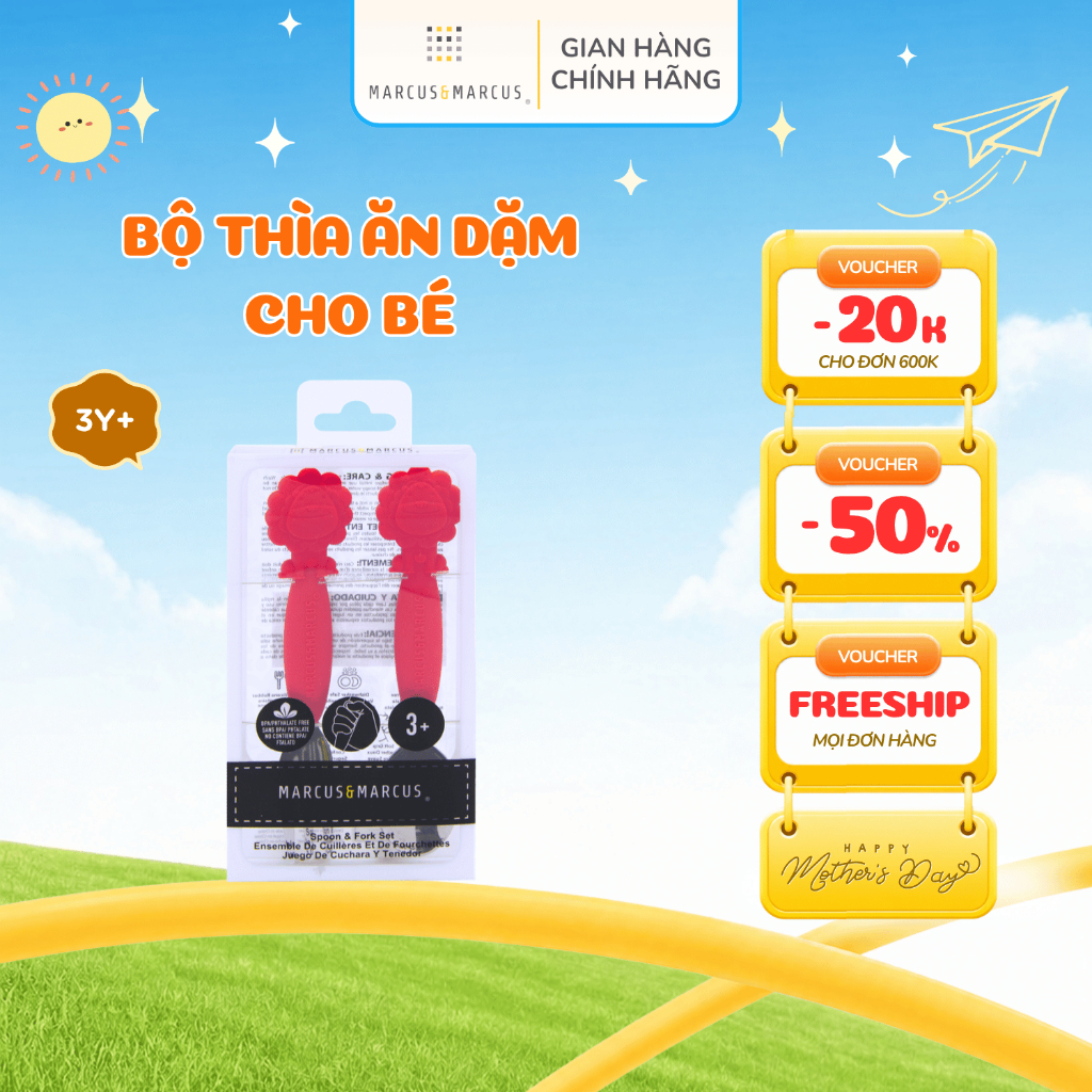 Bộ Thìa Nĩa Ăn Dặm Cho Bé Marcus & Marcus, Từ 3 Tuổi - Marcus