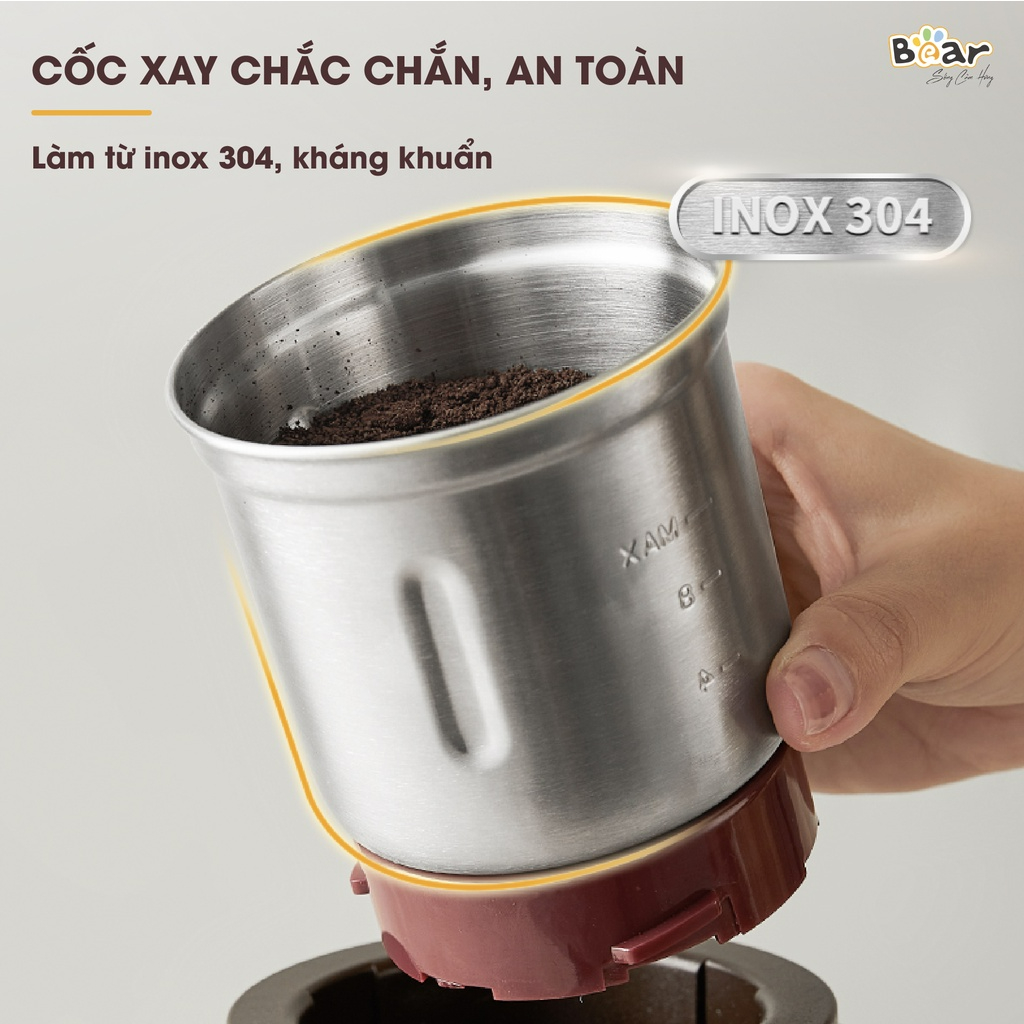 Máy xay hạt khô cầm tay Bear MDJ-A02G3, 200W, Xay nhuyễn hạt cà phê, tiêu, thảo mộc, BH 18 Tháng | BigBuy360 - bigbuy360.vn