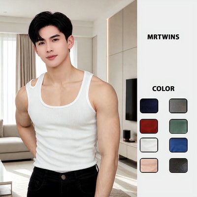 Áo Thun Ba Lỗ Tank Top Nam Khoét Vai Cổ Vuông Nhiều Màu Cotton Gân Thương Hiệu Mr Twins