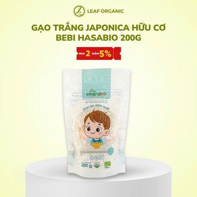 Gạo trắng ăn dặm Japonica hữu cơ beBi Hasabio túi 200g