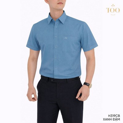 [SALE] Áo Sơ Mi Công Sở Regular Vải Không Nhăn Có Túi Ngực TQQ RH319CB