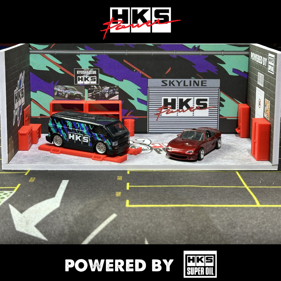 Diorama trưng bày xe ô Tô mô hình Hot Wheels, Tomica, Mini GT - HKS - 1:64