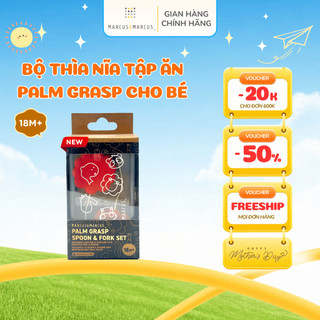 Bộ thìa nĩa tập ăn cho bé palm grasp marcus & marcus, từ 18 tháng - marcus