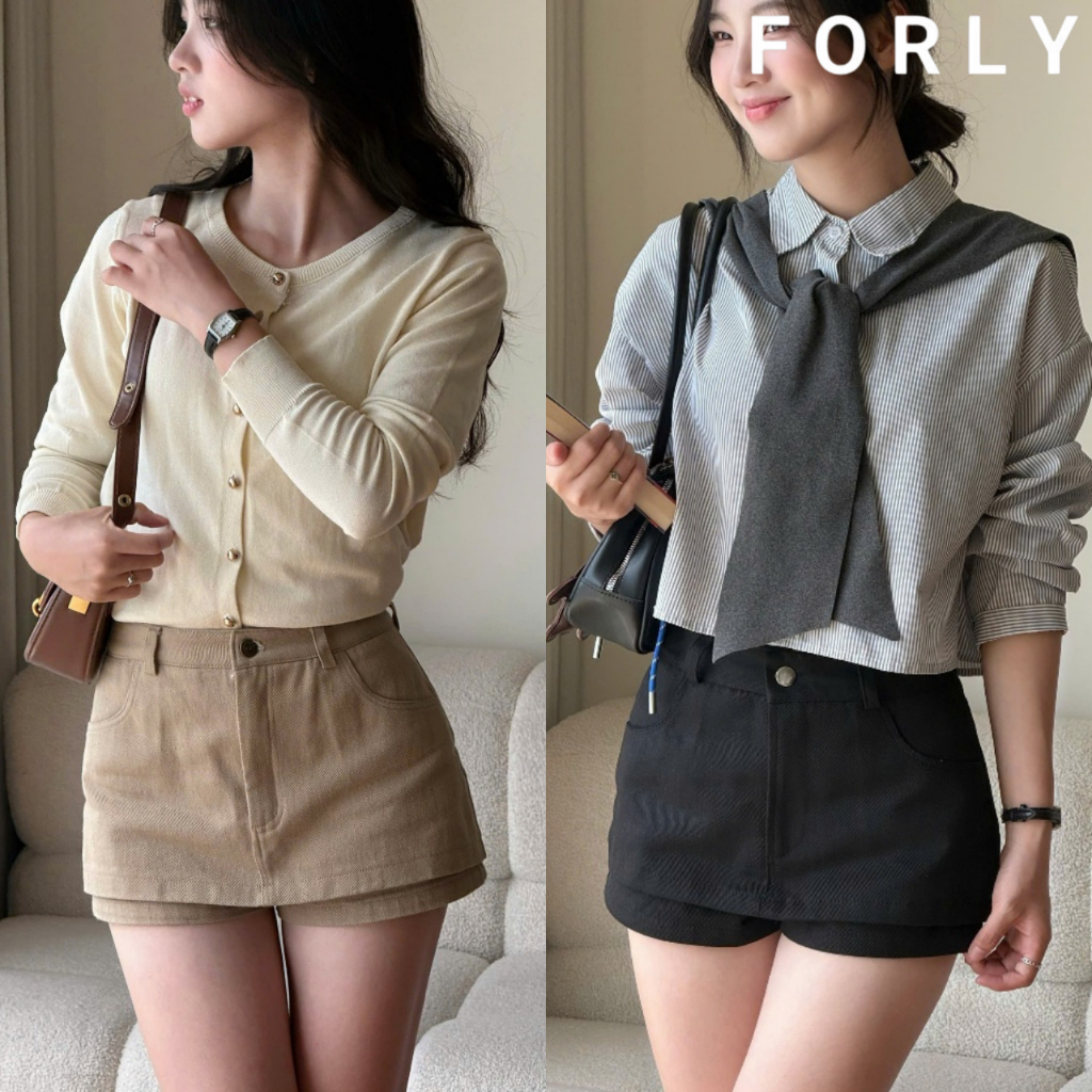 Quần Váy Kaki Forly House Cạp cao Chất Vải Dày Dặn Dáng Ngắn T231