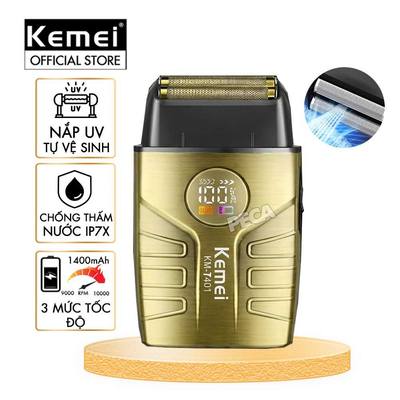 Máy cạo râu KM-T401 cao cấp tích hợp đèn UV diệt khuẩn, động cơ siêu tốc 10.000 RPM cạo sạch sâu - Chính hãng