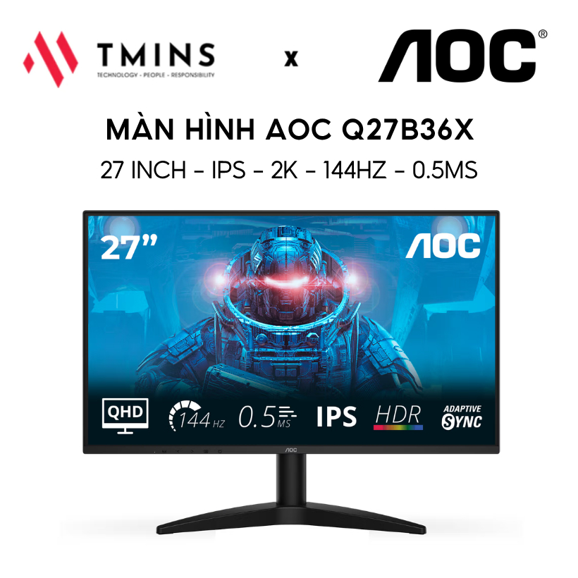 Màn Hình AOC Q27B36X 27 inch - IPS - 2K - 144Hz - 0.5ms - Hàng chính hãng