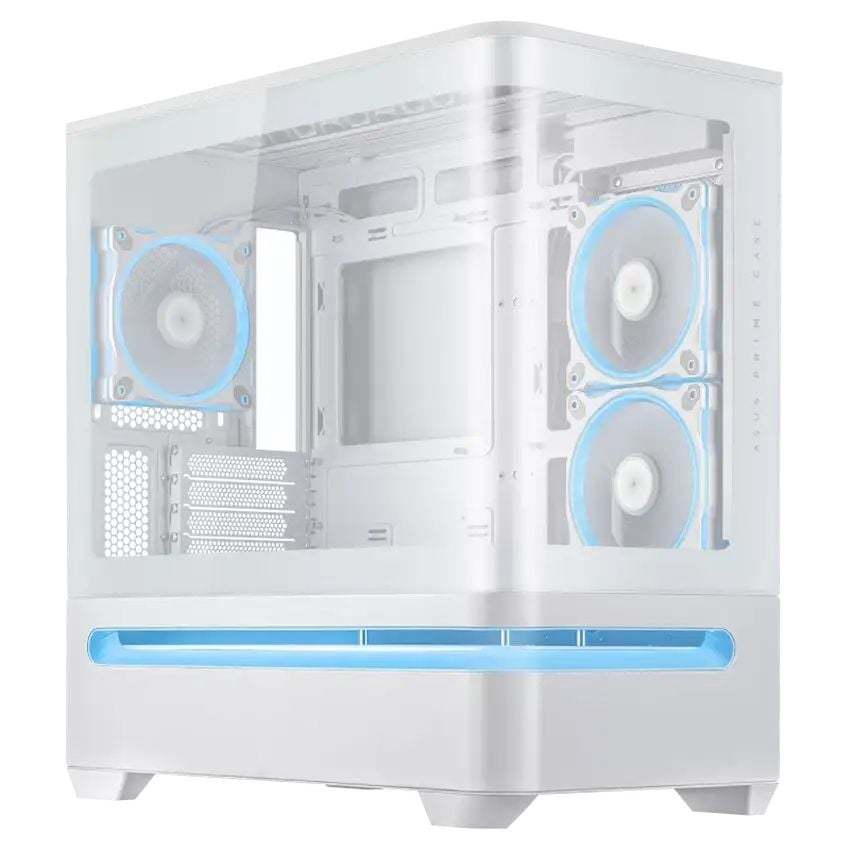 Vỏ case máy tính ASUS Prime AP202 TG Black / White (Không Quạt) - Case kính cong LED ARGB