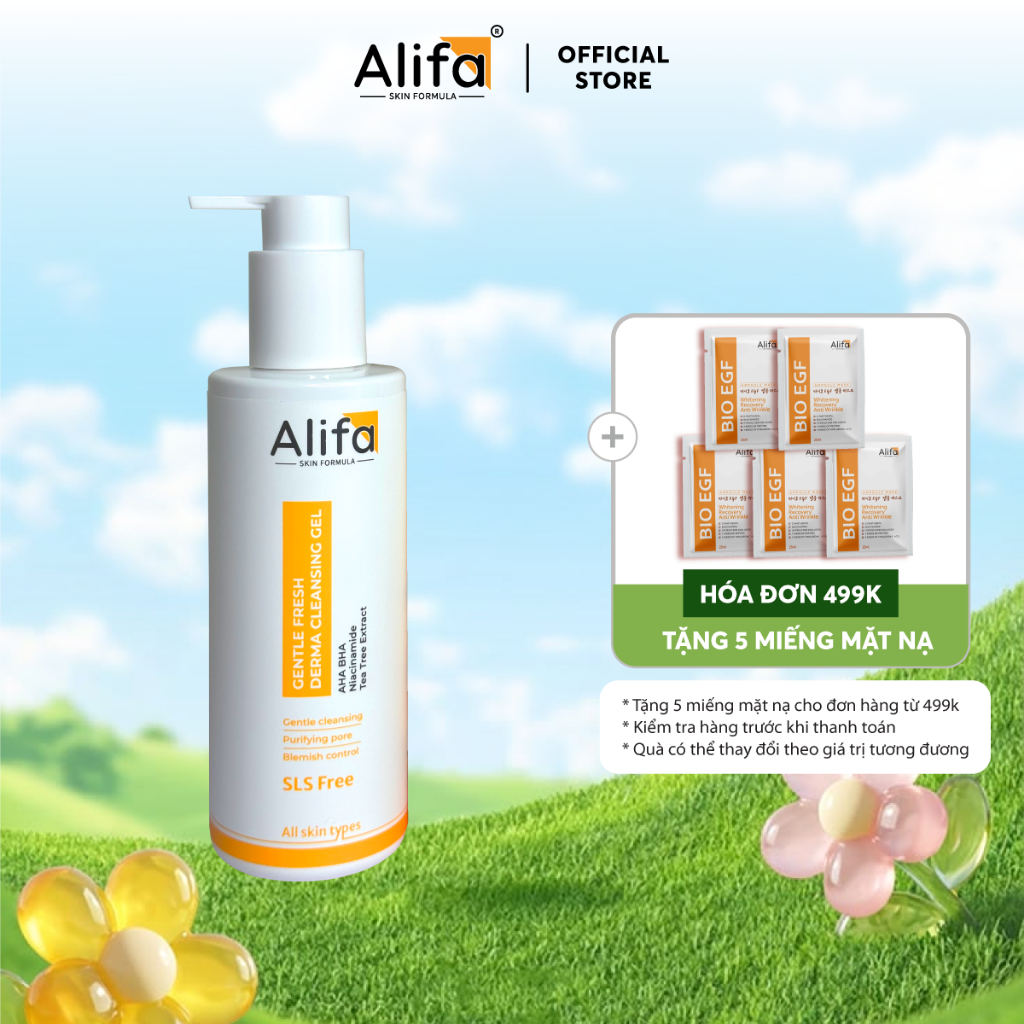 Gel Rửa Mặt Alifa 200ml Gentle Fresh Derma dưỡng ẩm, dịu nhẹ, phù hợp mọi loại da