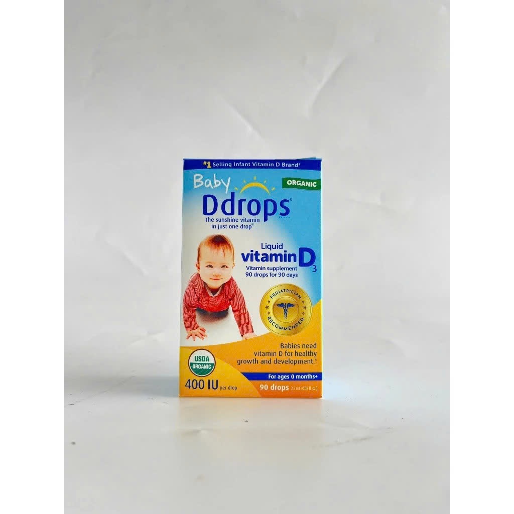 ( Nhập khẩu ) Vitamin D3 Ddrops baby bổ sung D3 cho bé hàm lượng 400IU 90 giọt