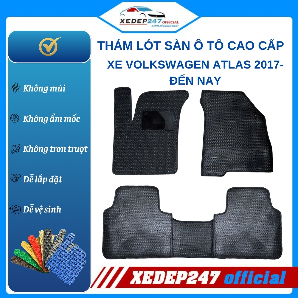 Thảm lót sàn nhựa nguyên sinh (PVC) xe Volkswagen Atlas 2017-Đến Nay 5 chỗ - Chống nước, dễ vệ sinh