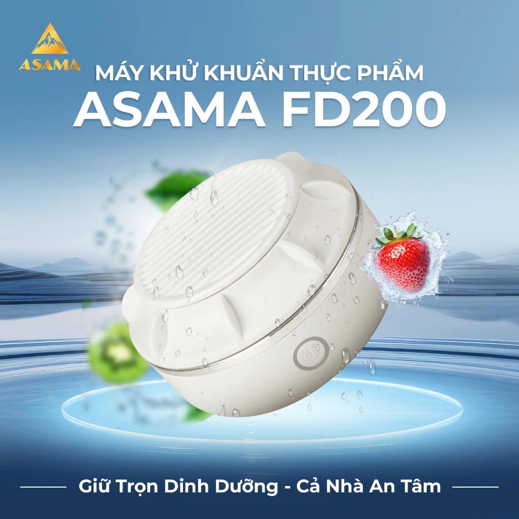 Máy khử khuẩn thực phẩm ASAMA FD200, máy rửa rau củ quả diệt khuẩn 99,99%, khử mùi an toàn, bảo vệ s