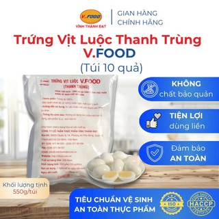Trứng Vịt Luộc Thanh Trùng V.Food, Bóc Vỏ Sẵn, Tiện Lợi, An toàn