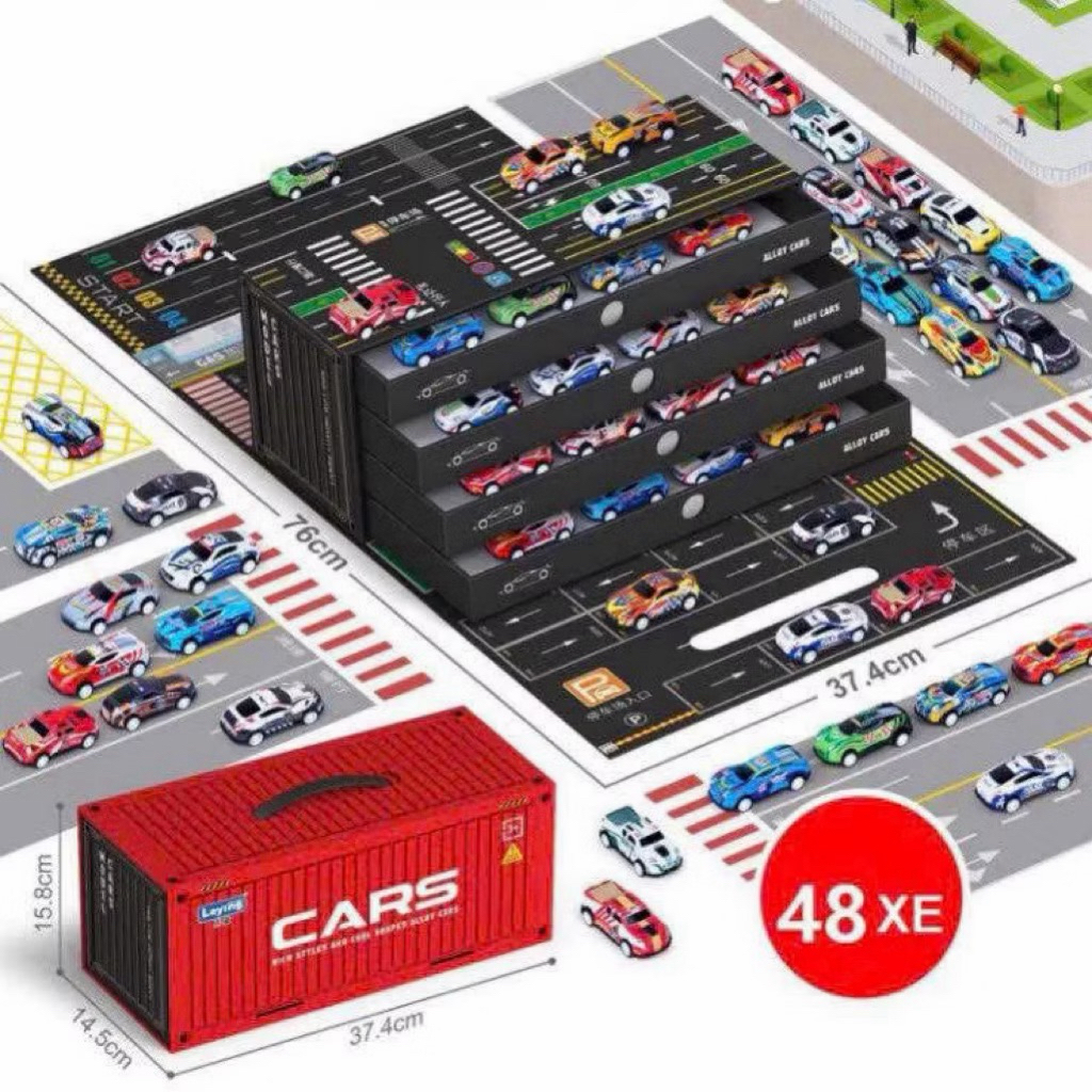 🏎️🔥 THÙNG CONTAINER 48 XE MÔ HÌNH – SIÊU HOT CHO BÉ 🔥🏎️