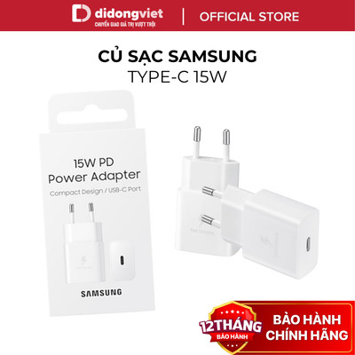 Củ Sạc Adapter Sạc Nhanh Type C 15W Samsung EP-T1510N - Hàng Chính Hãng