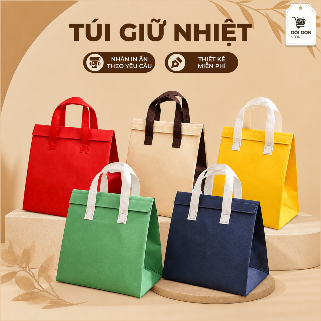 Túi Giữ Nhiệt Vải Không Dệt Đựng Hộp Cơm, Đồ Ăn, Bình Nước Đa Năng Nhiều Màu, Tiện Lợi CX560