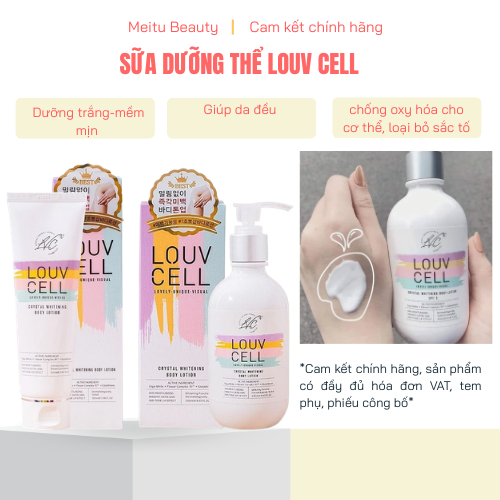 Sữa Dưỡng Thể Louv Cell Crystal Whitening Body Lotion Dưỡng Trắng, Mềm Mịn Da Da Body - Meitu Beauty