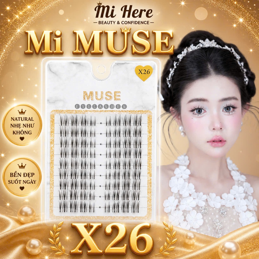Mi Muse X26, Mi Giả Mỏng Nhẹ, Chuẩn Makeup Hàn Quốc - Mi Here