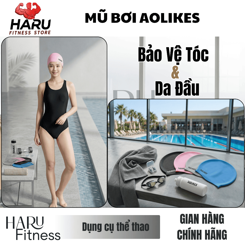 Mũ Bơi Aolikes HARU Silicon Cao Cấp - Bảo Vệ Tóc Chống Nước, Thiết Kế Thời Trang, Ôm Đầu Co Giãn HR36 | BigBuy360 - bigbuy360.vn