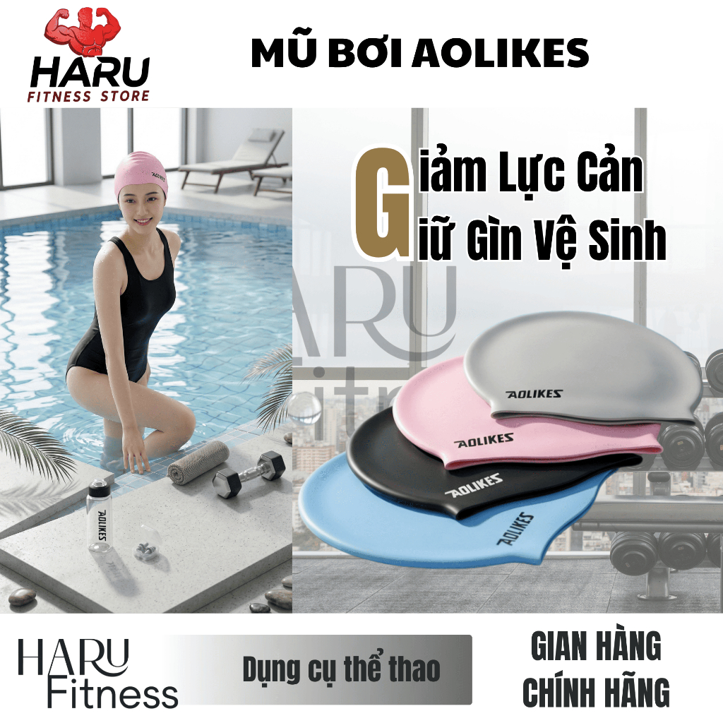 Mũ Bơi Aolikes HARU Silicon Cao Cấp - Bảo Vệ Tóc Chống Nước, Thiết Kế Thời Trang, Ôm Đầu Co Giãn HR36 | BigBuy360 - bigbuy360.vn