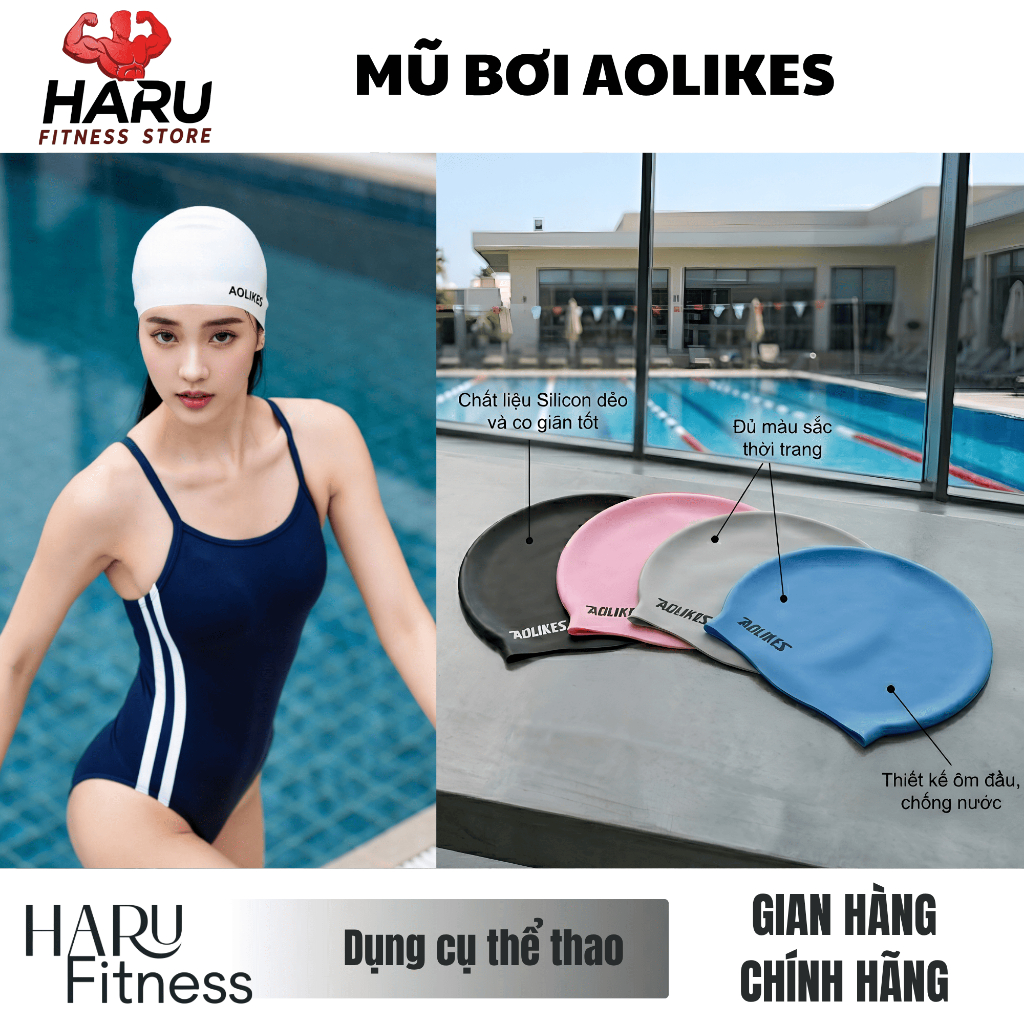 Mũ Bơi Aolikes HARU Silicon Cao Cấp - Bảo Vệ Tóc Chống Nước, Thiết Kế Thời Trang, Ôm Đầu Co Giãn HR36 | BigBuy360 - bigbuy360.vn