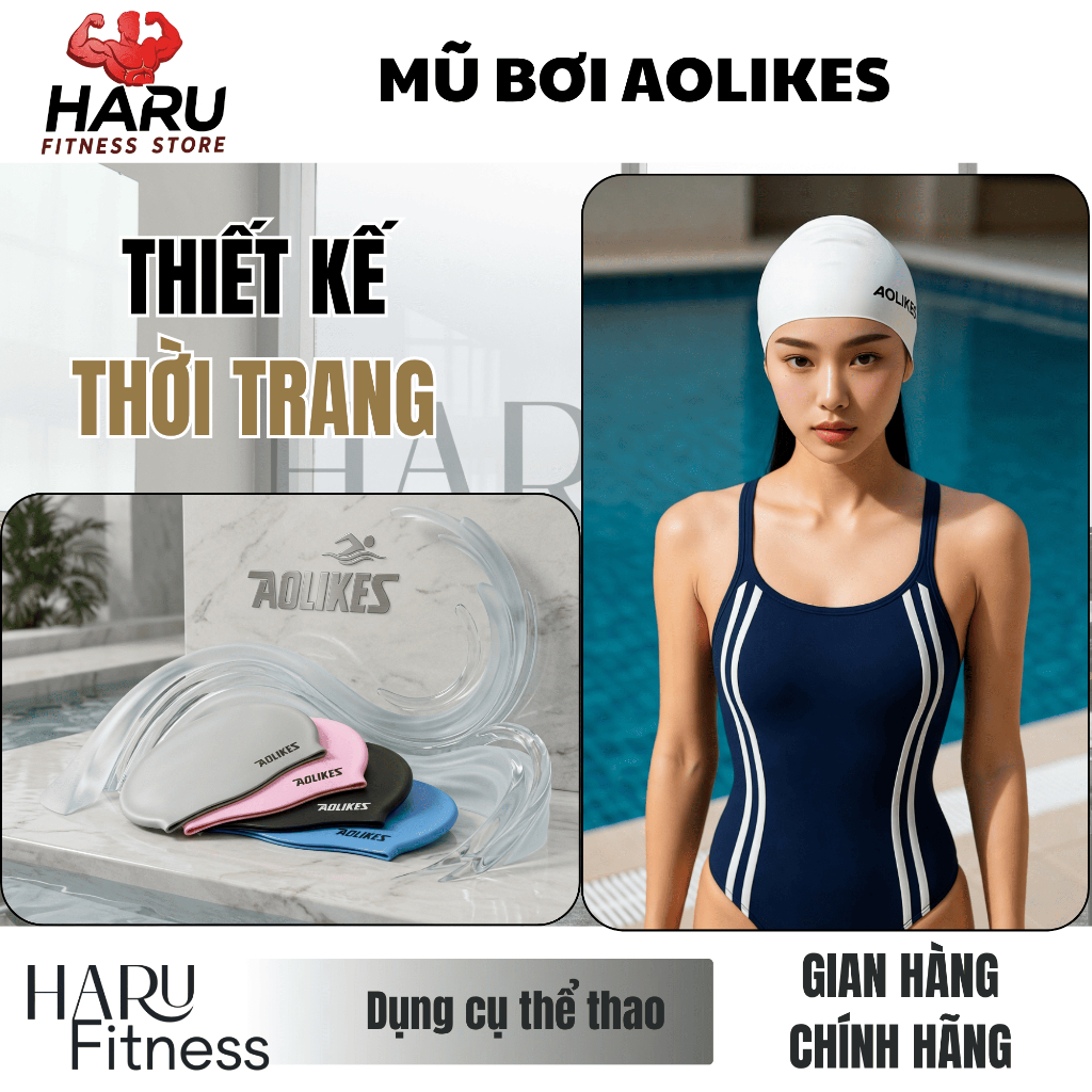 Mũ Bơi Aolikes HARU Silicon Cao Cấp - Bảo Vệ Tóc Chống Nước, Thiết Kế Thời Trang, Ôm Đầu Co Giãn HR36 | BigBuy360 - bigbuy360.vn