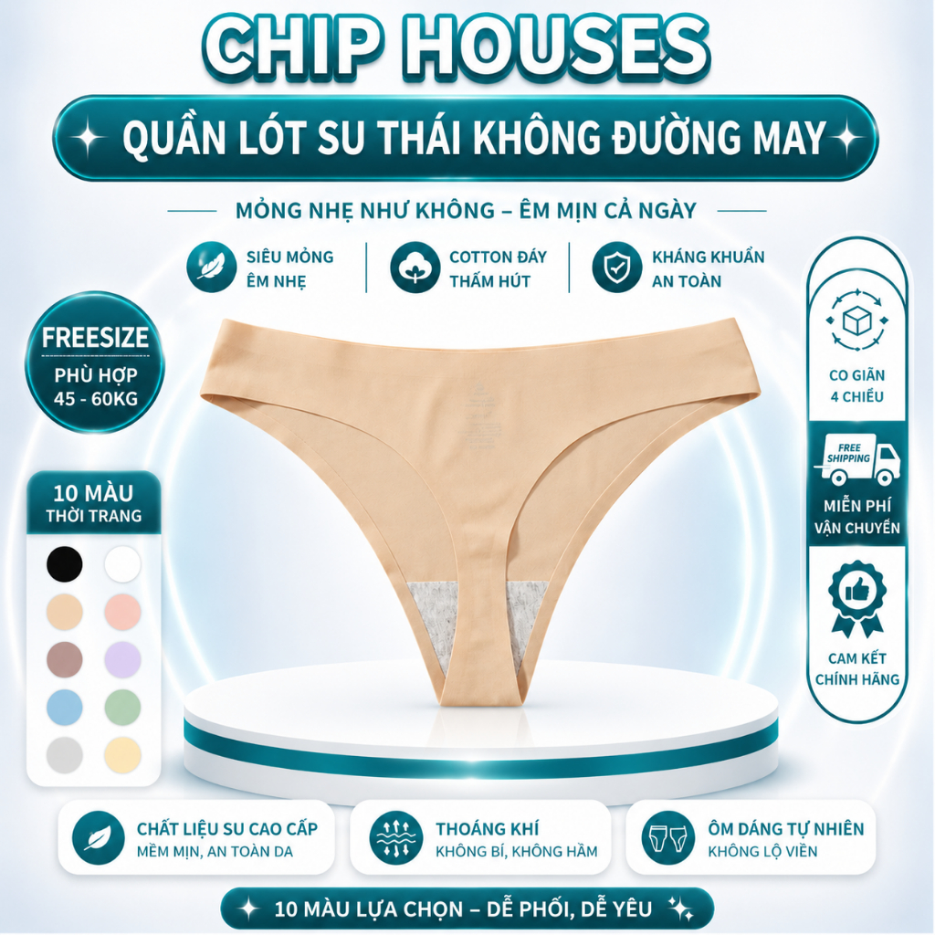 Combo 10 quần su lọt khe đúc su, quần lót nữ không lộ viền siêu tôn dáng AN009