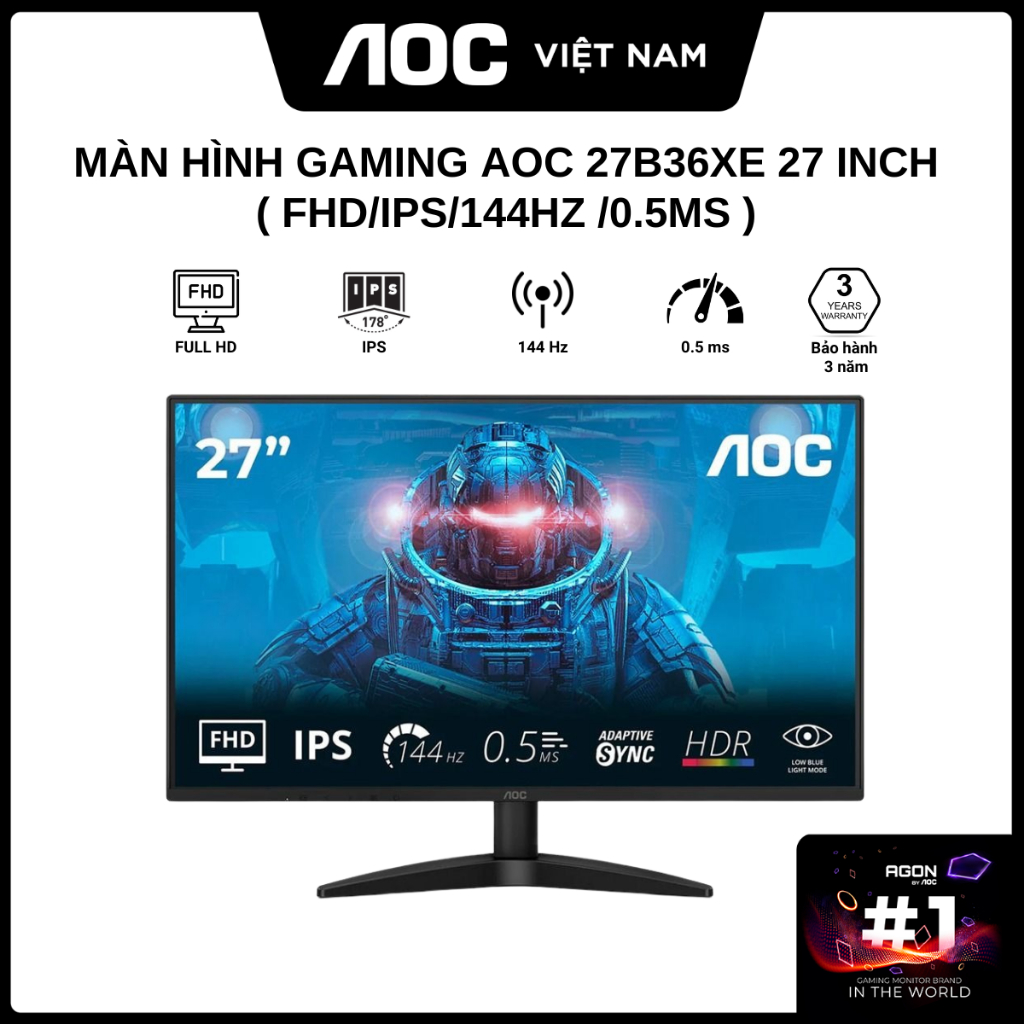 Màn Hình Gaming AOC 27B36XE 27inch ( FHD/IPS/144Hz /0.5ms ) - Hàng Chính Hãng